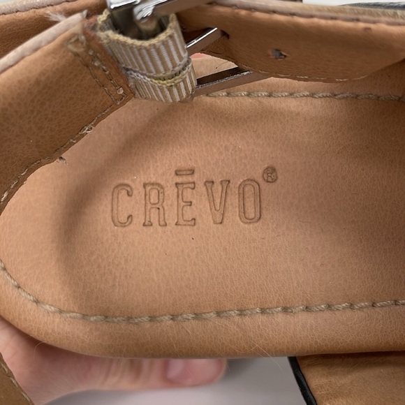 Crevo Sandals Women's 9 Snake Skin Grey Leather Ankle Strap Wedge Cow Hair - Picture 11 of 13